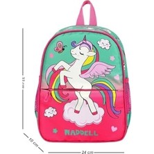 Defne Store 24X33X10 cm Pembe Unicorn Desenli Çok Renkli Anaokulu Kreş Sırt Çantası