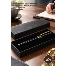 Yenilig 4 Adet Metal Roller Kalem – Gold Işlemeli Siyah Tasarım, Kutulu Imza Kalem, Rollerball Pen, Hediyelik