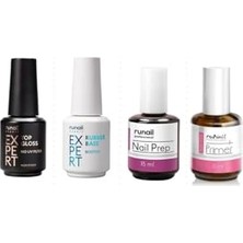 Defne Store Uv Filtresiz Topcoat 18 Ml, Rubber Base Scotch 18 Ml, Nail Prep 15 ml ve Non-Acid Primer 15 ml Set