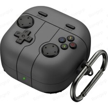 Defne Store Kulaklık, [gamepad-Design] Samsung Galaxy Buds 4 Pro/buds 4 Için Kılıf Darbe Emici Köşe Korumalı Galaxy Buds4 Kılıfı Yumuşak Dokulu Oyun Konsolu Görünümlü Samsung Buds 4 Pro Kılıf (Koyu Gri)