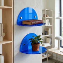 Trend Pleksi Oval 2'li Duvar Raf (Transparan Mavi)