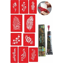 Defne Store Çiçekli Desenler 1 Kına 10 Desen Kınayla Geçici Dövme Yapma Seti