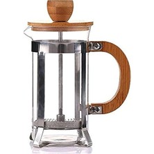 Defne Store Bambu Kapaklı 350 ml French Press; Filtre Kahve ve Bitki Çayı Demleme