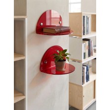 Trend Pleksi Oval 2'li Duvar Raf (Transparan Bordo)