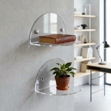 Trend Pleksi Oval 2'li Duvar Raf (Şeffaf)