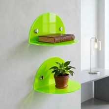 Trend Pleksi Oval 2'li Duvar Raf (Transparan Neon Yeşil)