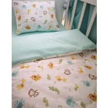Tr Pamuklu Bebek/çocuk Yastık Çarşaf Yorgan 60X120 Beşik Için Uyku Seti, Sevimli Hayvan Mint Y