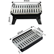 Tr Paslanmaz Izgaralı Portatif Katlanır Mangal 47X25CM Model X1 - Taşıma Çantalı Pratik