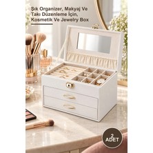 Yenilig 2 Adet Deri Kaplamalı Makyaj ve Takı Kutusu – Şık Organizer, Makyaj ve Takı Düzenleme Için, Kosmetik ve Jewelry Box