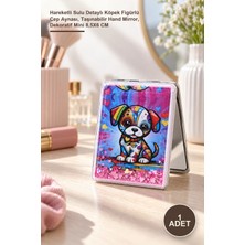 Yenilig 1 Adet El Aynası – Hareketli Sulu Detaylı Köpek Figürlü Cep Aynası, Taşınabilir Hand Mirror, Dekoratif Mini 8,5x6 cm