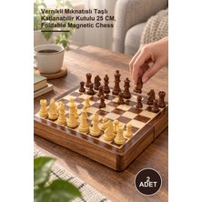 Yenilig 2 Adet Ahşap Satranç Takımı – Vernikli Mıknatıslı Taşlı Katlanabilir Kutulu 25 Cm, Foldable Magnetic Chess