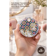 Yenilig 10 Adet Mandala Desenli Hareketli Sulu El Aynası – Sulu Detaylı Taşınabilir Model, Mandala Tasarım, 7*7 Cm, Hand Mirror, Pocket Mirror