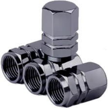 Aee® Alüminyum Sibop Kapağı 4’lü Set – Hexagon Tasarım Metal Lastik Valf Kapağı Otomobil Bisiklet Motorsiklet (Koyu Gri Antrasit)