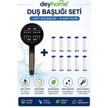 6 Fonksiyonlu Filtreli Duş Başlığı – Basınç Artırıcı Çok Modlu Duş Sistemi + 10 Adet Yedek Filtre | Kireç Önleyici Su Tasarruflu Duş Başlığı Seti (Siyah)