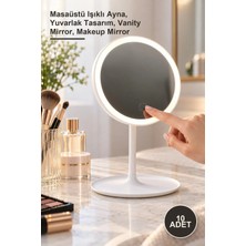 Yenilig 10 Adet Yuvarlak Ledli Makyaj Aynası – Masaüstü Işıklı Ayna, Yuvarlak Tasarım, Vanity Mirror, Makeup Mirror