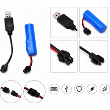 3.7 Volt 500 Mah Şarj Edilebilir Şarjlı Pil ve Şarj Kablosu Seti - Kumandalı Araba ve Şarjlı Oyuncaklarla Uyumlu Batarya ve Şarj Kablosu