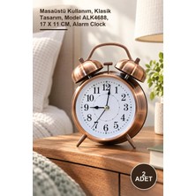 Yenilig 2 Adet Metal Çalar Saat – Masaüstü Kullanım, Klasik Tasarım, Model ALK4688, 17 x 11 Cm, Alarm Clock