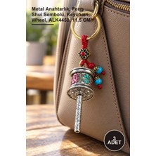 Yenilig 3 Adet Metal Feng Shui Şans Çarkı Anahtarlık – Metal Anahtarlık, Feng Shui Sembolü, Keychain Wheel, ALK4458, 11,5 cm