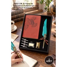 Yenilig 2 Adet Deri Defterli ve Divit Hokka Seti – 29X21 Cm, El Yazısı ve Geleneksel Kullanım Için Dip Pen Inkwell Notebook Journal