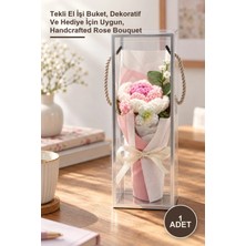 Yenilig 1 Adet El Örgüsü Gül Buketi – Tekli El Işi Buket, Dekoratif ve Hediye Için Uygun, Handcrafted Rose Bouquet
