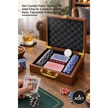 Yenilig 4 Adet Poker Seti – Deri Çantalı Poker Oyunu, 100 Adet Chip ve 2 Adet Iskambil Kartı, Taşınabilir Poker Game