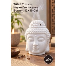 Yenilig 4 Adet Seramik Buda Büstü Buhurdanlık – Tütsü Tutucu Heykel ve Incense Burner, 13X10 cm
