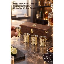 Yenilig 3 Adet Ahşap Kutulu Pirinç Shot Bardak Seti – Pirinç Shot Glass, Ahşap Kutu Sunumlu Bar Aksesuarı ve Içki Servisi