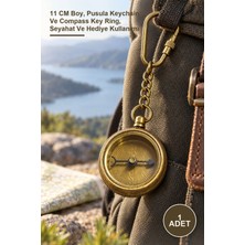 Yenilig 1 Adet Pirinç Pusula Anahtarlık – 11 cm Boy, Pusula Keychain ve Compass Key Ring, Seyahat ve Hediye Kullanımı