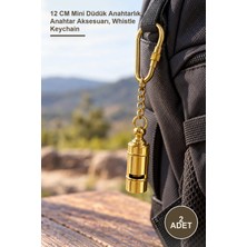 Yenilig 2 Adet Pirinç Düdük Anahtarlık – 12 cm Mini Düdük Anahtarlık, Anahtar Aksesuarı, Whistle Keychain