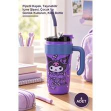 Yenilig 4 Adet Sevimli Anime Karakterli Pipetli Termos Suluk – Pipetli Kapak, Taşınabilir Içme Şişesi, Çocuk ve Günlük Kullanım, Kids Bottle