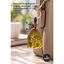 Yenilig 5 Adet Lake Cam Buda Büstü Anahtarlık – Dekoratif Buda Figürlü Anahtar Aksesuarı, Lake Glass Keychain, 11 cm