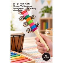 Yenilig 10 Adet Ahşap Zilli Marakas – El Tipi Ritm Aleti, Shaker ve Maracas Eşdeğerleri, 20 cm Boy