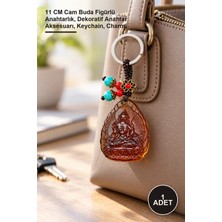 Yenilig 1 Adet Lake Cam Buda Anahtarlık – 11 cm Cam Buda Figürlü Anahtarlık, Dekoratif Anahtar Aksesuarı, Keychain, Charm