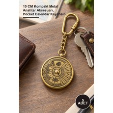 Yenilig 5 Adet Pirinç Cep Takvimi Anahtarlık – 10 cm Kompakt Metal Anahtar Aksesuarı, Pocket Calendar Keychain