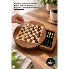 Yenilig 1 Adet Ahşap Satranç Takımı – Mıknatıslı Çekmeceli Saklama Kutulu 18,5 cm Wooden Magnetic Chess Set Drawer Box