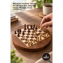 Yenilig 4 Adet Ahşap Satranç Takımı – Mıknatıslı Yuvarlak Tasarım 18 cm Oyun Seti, Magnetic Chess, Wooden Chess