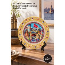 Yenilig 4 Adet Istanbul Temalı Porselen Dekoratif Tabak – 12 cm Duvar Dekoru ve Sunum Tabağı Decorative Plate Porcelain