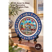 Yenilig 3 Adet Istanbul Temalı Porselen Dekoratif Tabak – 18 Cm, Duvar ve Masa Süsü, Decorative Plate, Porcelain Plate