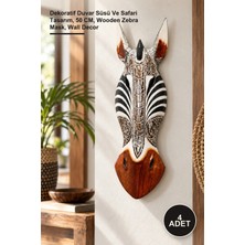 Yenilig 4 Adet Ahşap Dekoratif Zebra Mask – Dekoratif Duvar Süsü ve Safari Tasarım, 50 Cm, Wooden Zebra Mask, Wall Decor