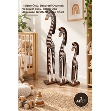 Yenilig 3 Adet Ahşap 3'lü Zürafa Seti – 1 Metre Ölçü, Dekoratif Oyuncak ve Duvar Süsü, Bebek Oda Aksesuarı Giraffe Wooden Chart