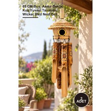 Yenilig 2 Adet Hasır Kuş Yuvalı Bambu Çan – 65 cm Boy, Asma Dekor, Kuş Yuvası Tasarımı, Wicker Bird Nest Bell