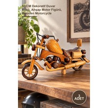 Yenilig 3 Adet Dekoratif Ahşap Harley Motor – 50 cm Dekoratif Duvar Süsü, Ahşap Motor Figürü, Wooden Motorcycle
