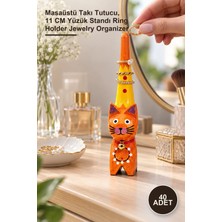 Yenilig 40 Adet Ahşap Dekoratif Kedi Yüzüklük – Masaüstü Takı Tutucu, 11 cm Yüzük Standı Ring Holder Jewelry Organizer