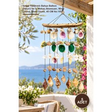 Yenilig 5 Adet Ahşap Deniz Kabuklu Rüzgar Çanı – Doğal Tasarımlı Bahçe Balkon Dekoru ve Iç Mekan Aksesuarı, Wind Chime, Shell Chime, 45 cm NO:1057