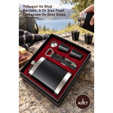 Yenilig 2 Adet Çelik Matara Seti – Tirbuşon ve Shot Bardaklı, 9 Oz Şişe Flask Corkscrew ve Shot Glass