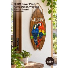 Yenilig 3 Adet Ahşap Duvara Asmalı Papağan Pano – 80 cm Duvar Pano, Asma Dekor, Wooden Parrot Board