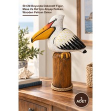 Yenilig 3 Adet Ahşap Dekoratif Pelikan – 50 cm Boyunda Dekoratif Figür, Masa ve Raf Için Ahşap Pelikan, Wooden Pelican Dekor