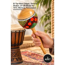 Yenilig 3 Adet Batikli Coconat Marakas – El Tipi Ritm Çalgısı, Desenli Shaker, 27 cm Model No 1013, Maracas Percussion