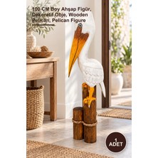 Yenilig 1 Adet Ahşap Dekoratif Pelikan – 100 cm Boy Ahşap Figür, Dekoratif Obje, Wooden Pelican, Pelican Figure
