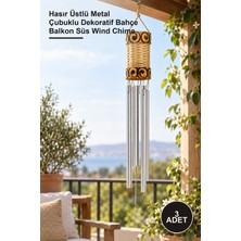 Yenilig 3 Adet Rüzgar Çanı – Hasır Üstlü Metal Çubuklu Dekoratif Bahçe Balkon Süs Wind Chime